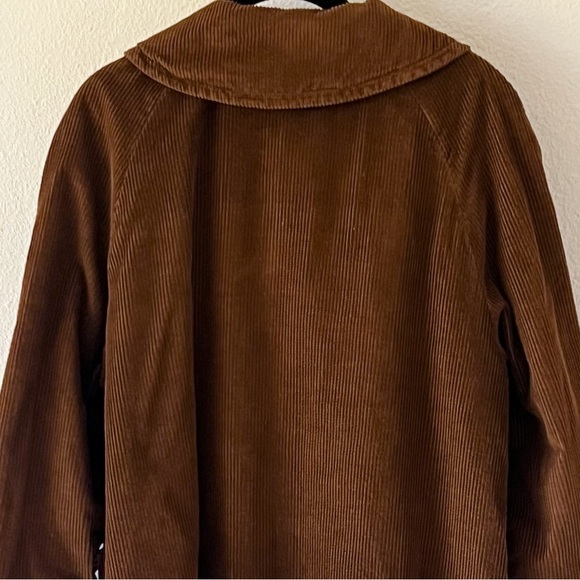 Vintage Camel Brown Corduroy Coat Peter Pan Collar Bracelet Sleeves - Picture 10 of 15